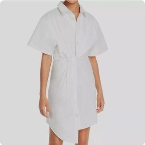 Alexander Wang T White Cotton Twisted Shirt Dress